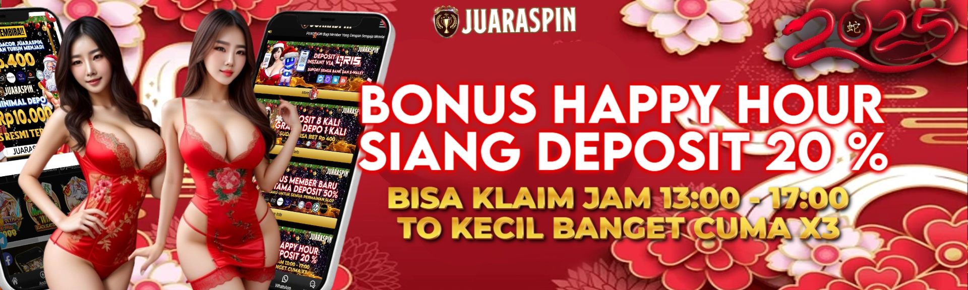 Bonus Happy Hour 20% dari jam 13:00 sampai jam 17:00 buat tambah saldo main.